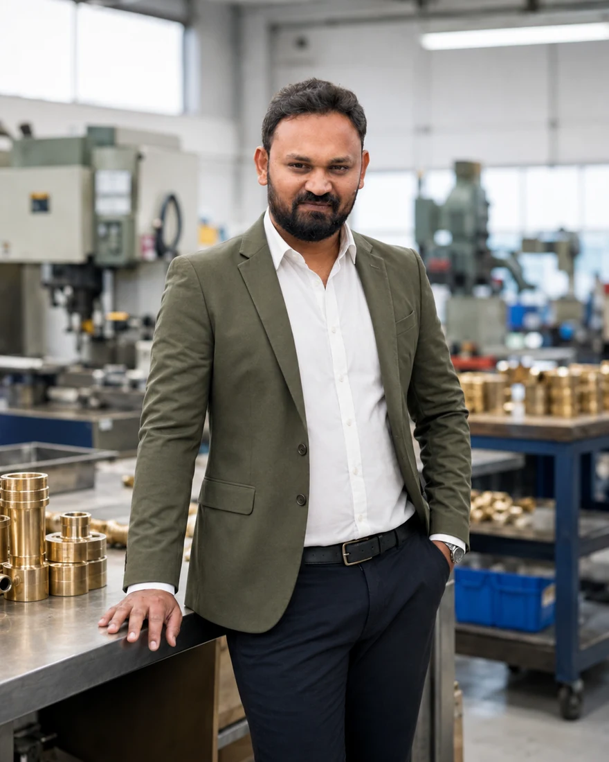 Mr. Piyush Dangariya - Partner & Marketing Head, Madhuram Overseas, on the shop floor in Jamnagar